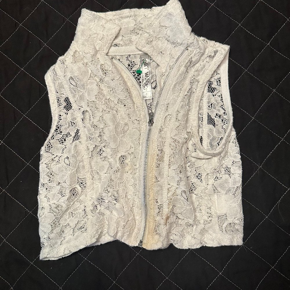 White floral jacket/vest